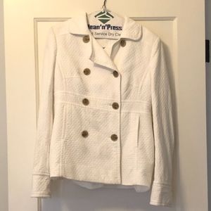 J Crew White Textured Peacoat